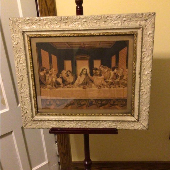 Vintage 1800s 23x27in last supper print Rare